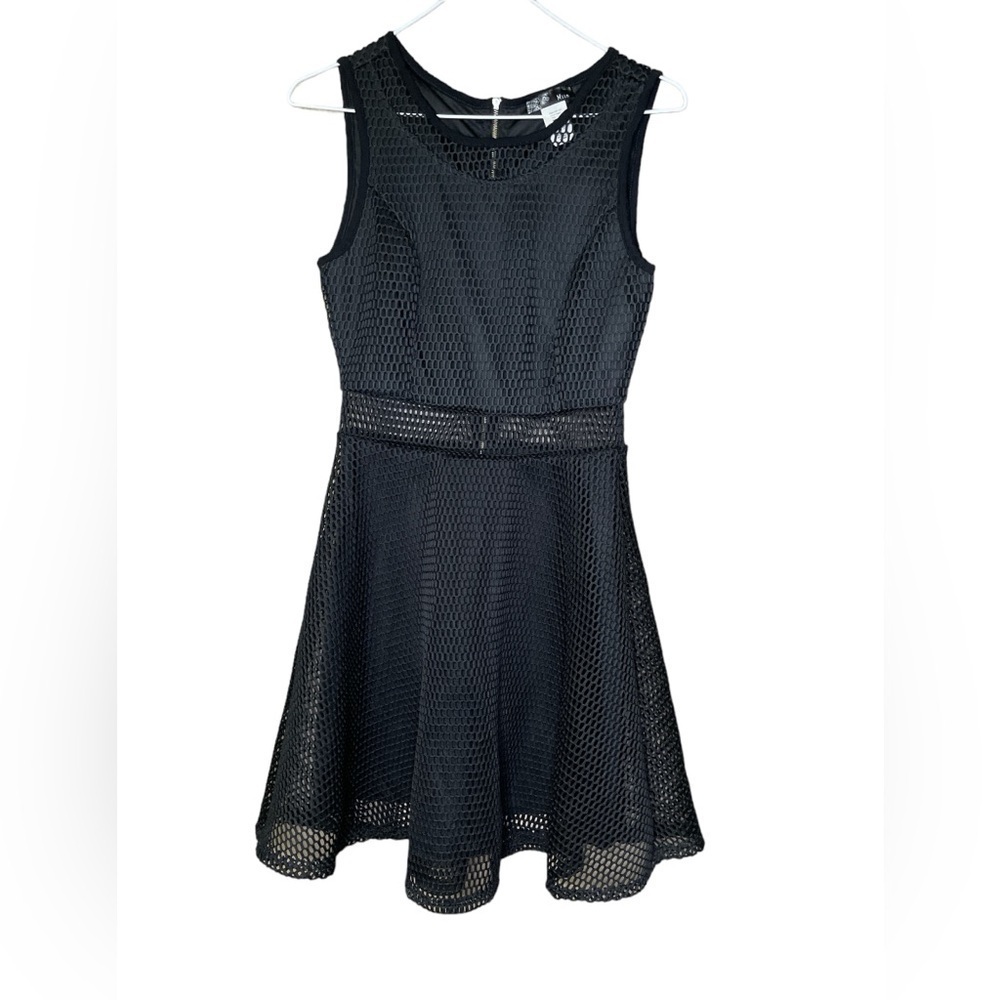 Miin Women’s Mesh Chiffon Formal A Line Dress Black Size Small